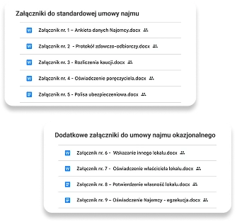 załączniki do umowy najmu